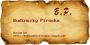Budinszky Piroska névjegykártya